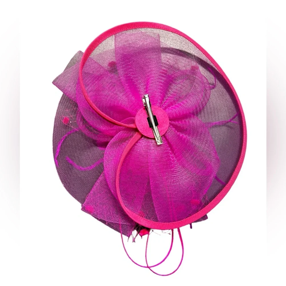 KENTUCKY DERBY hot pink fascinator clip on hat decoration church dress up hat - Picture 3 of 6